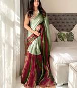 Maroon maroon woven design tissue sarees