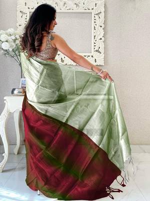 Maroon maroon woven design tissue sarees 2