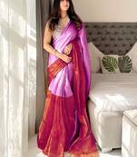 Pink pink woven design tissue sarees