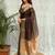 Brown zari organza designer banarasi saree