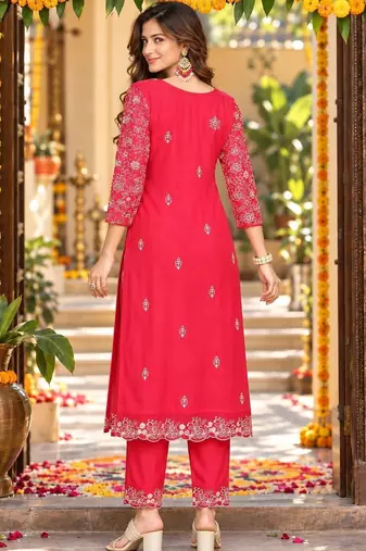 women ethnic motifs embroidered kurta with trousers & dupatta