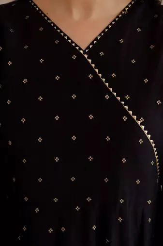 women ethnic motifs printed angrakha kurta with trousers & with dupatta