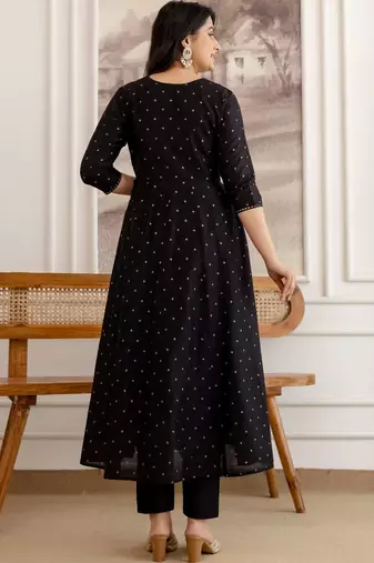 women ethnic motifs printed angrakha kurta with trousers & with dupatta