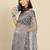 Grey grey floral embroidered organza saree