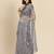 Grey grey floral embroidered organza saree