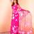 Pink pink floral printed organza saree
