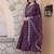 women geometric embroidered silk kurta with trousers & dupatta