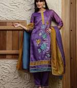 women floral embroidered regular thread work kurta with trousers & with dupatta