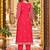 floral embroidered thread work organza kurta with trousers & dupatta