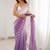 Purple embellished embroidered poly chiffon saree