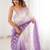 Purple embellished embroidered poly chiffon saree
