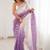 Purple embellished embroidered poly chiffon saree