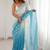 Blue floral embroidered poly chiffon saree