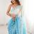 Blue floral embroidered poly chiffon saree