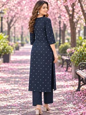 women ethnic motifs printed regular  cotton kurta with trousers & with dupatta 2