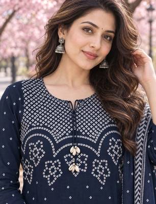women ethnic motifs printed regular  cotton kurta with trousers & with dupatta 4