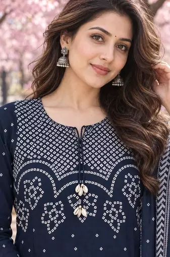 women ethnic motifs printed regular  cotton kurta with trousers & with dupatta