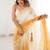 White woven design embroidered poly chiffon saree