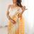 White woven design embroidered poly chiffon saree