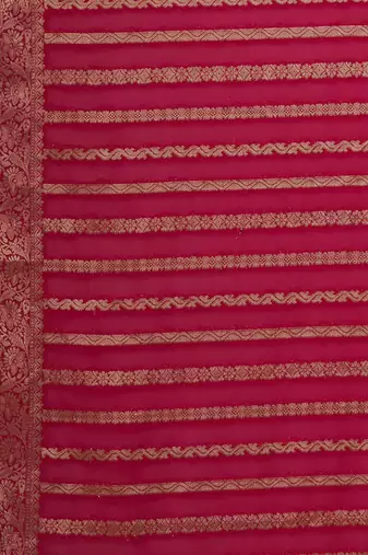 Pink pink & gold-toned woven design zari  georgette kanjeevaram saree