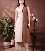 women colourblocked  cotton kurta with palazzos