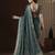 Teal zari woven striped  georgette kanjeevaram saree