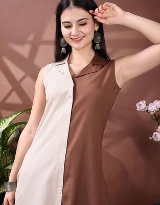 women colourblocked  cotton kurta with palazzos 2