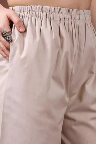 women colourblocked  cotton kurta with palazzos