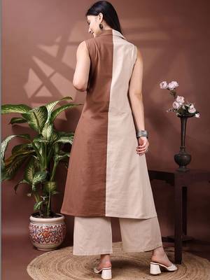 women colourblocked  cotton kurta with palazzos 6