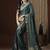 Teal zari woven striped  georgette kanjeevaram saree