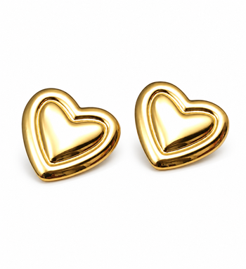 Anti-tarnish double heart design, polished finish, stud closure, women's jewellery 5