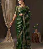 Green green & gold-toned woven design zari  georgette kanjeevaram saree
