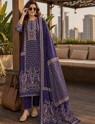 women ethnic motifs printed regular  silk kurta with trousers & with dupatta 1