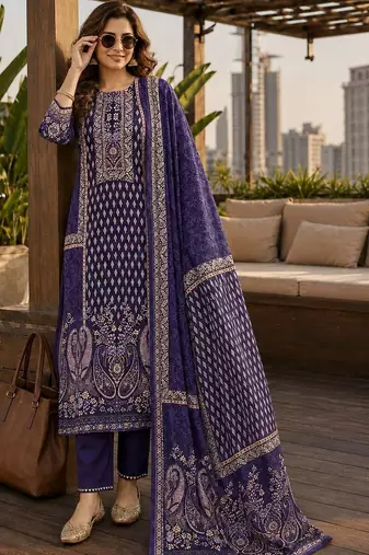 women ethnic motifs printed regular  silk kurta with trousers & with dupatta