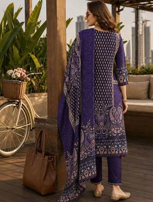 women ethnic motifs printed regular  silk kurta with trousers & with dupatta 2