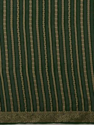 Green green & gold-toned woven design zari  georgette kanjeevaram saree 5