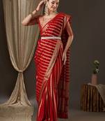 Red red & gold-toned woven design zari  georgette kanjeevaram saree