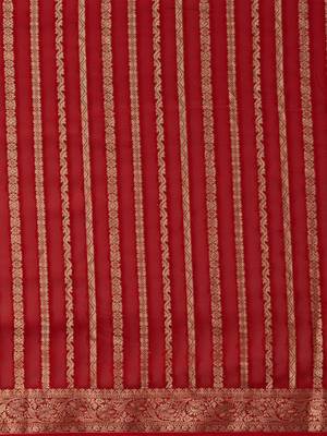 Red red & gold-toned woven design zari  georgette kanjeevaram saree 5