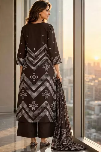 women ethnic motifs printed regular mirror work  cotton kurta with palazzos & with dupatta