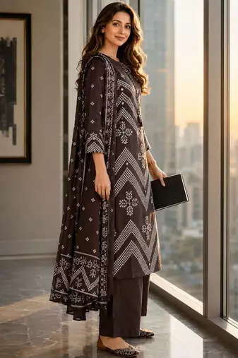 women ethnic motifs printed regular mirror work  cotton kurta with palazzos & with dupatta