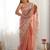 Peach embellished sequinned organza saree