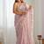 Pink embellished sequinned organza saree