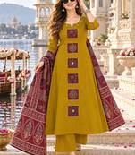 women ethnic motifs regular  cotton kurta with palazzos & with dupatta