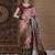 Peach kalamkari zari silk blend saree