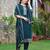 floral embroidered zari round neck straight kurta with trousers & dupatta