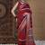 Red ajrak block zari silk blend sungudi saree