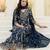 women ethnic motifs printed empire thread work  silk kurta with trousers & with dupatta