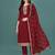 floral yoke design sequinned straight kurta with trousers & dupatta