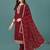 floral yoke design sequinned straight kurta with trousers & dupatta