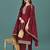 floral yoke design sequinned straight kurta with trousers & dupatta